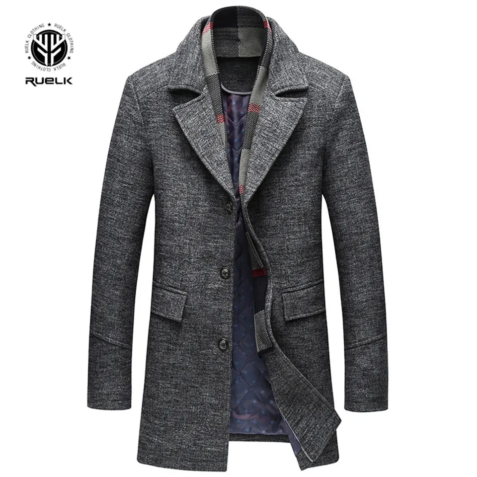 

Luxury Winter Trench Coat Men Fashion Solid Stand Collar Steampunk Men Casual Plus Size Abrigos Hombre Button Long Jacket Men