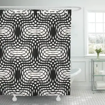 

Shower Curtain with Hooks Trellis Abstract Structure with Crossing Lines Array Cell Cellular Comic Company Decorative Bathroom
