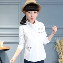 Новые штаны на весну-осень для маленьких, хлопковые рубашки для девочек, одежда белого цвета; Детские рубашки; Одежда для девочек; подходят для 110 см до 155 см высота 834