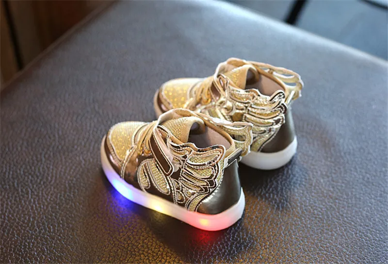 New Kids Glowing Sneakers Spring  Autumn Wing LED USB Luminous Lighted Shoes For Boys Girls Cute Children Lighted Sneaker XSKD01 (8)