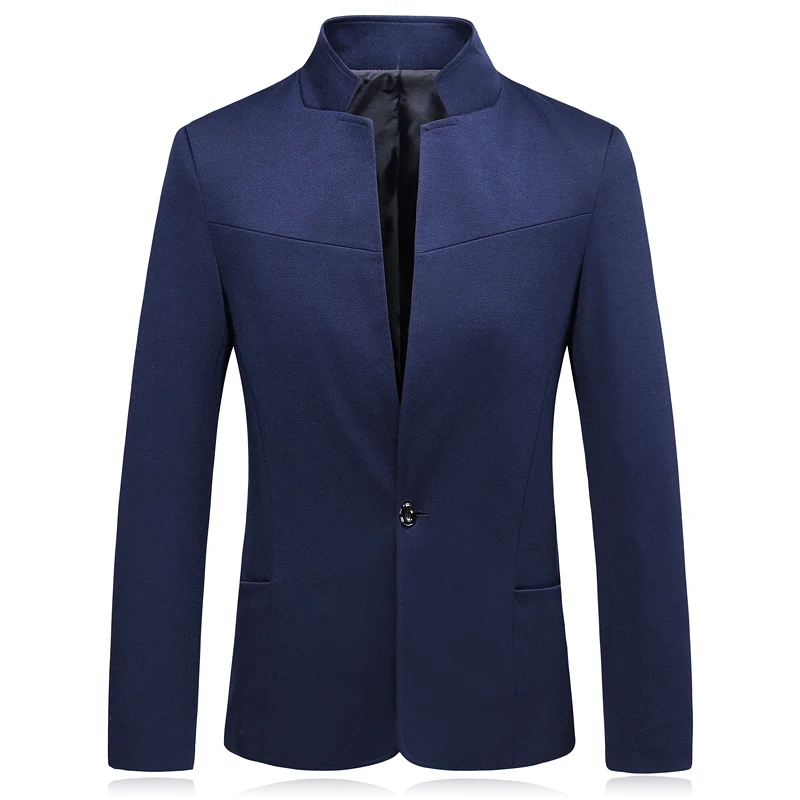2019 Men Grey Suit Jacket Size 5XL Mens Leisure Blazer Jackets Slim Design Stand Collar Jackets Man