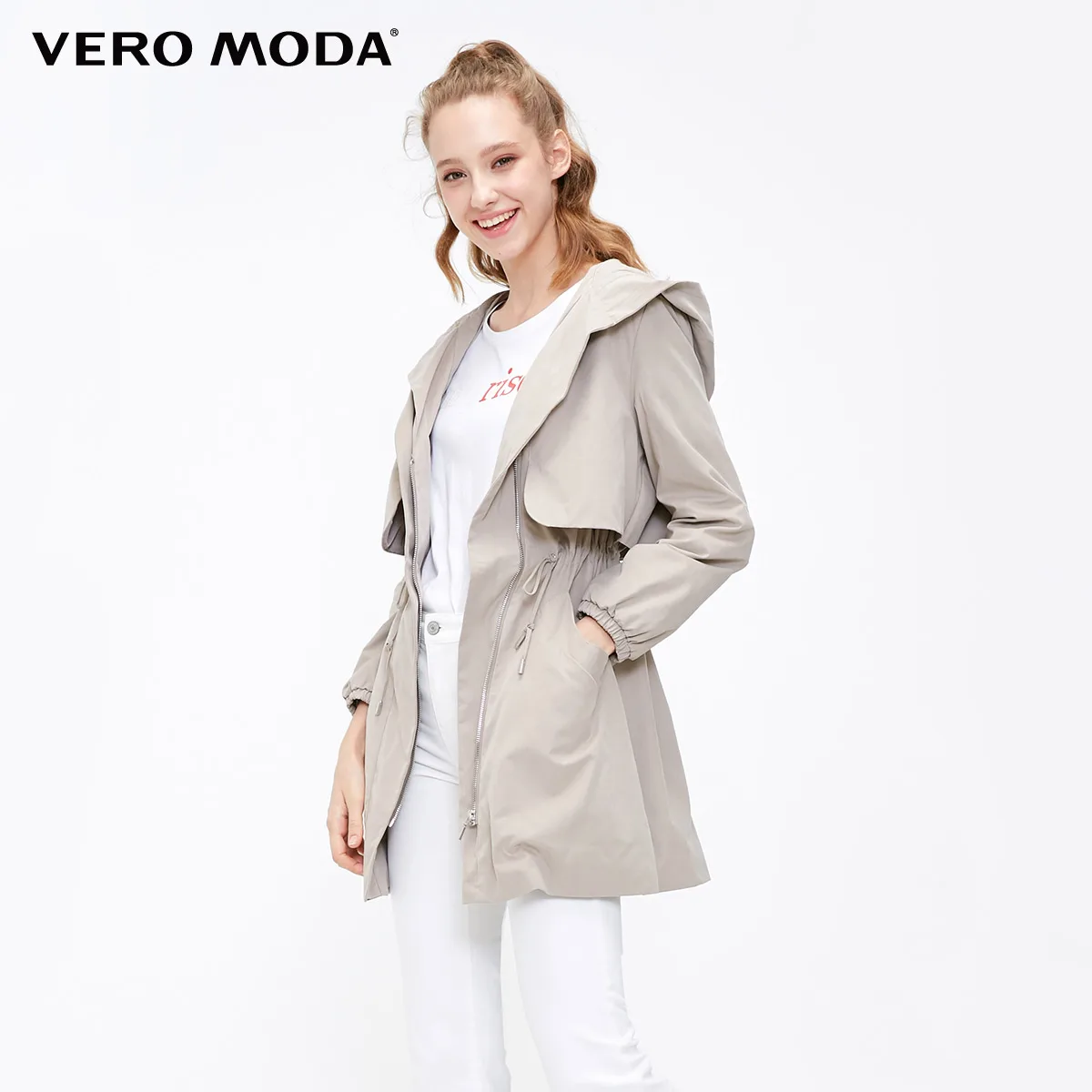 Vero Moda куртка женская Повседневный с капюшоном сплошной цвет молнии Тренч | 318417501 - Цвет: Lt. hemp sand