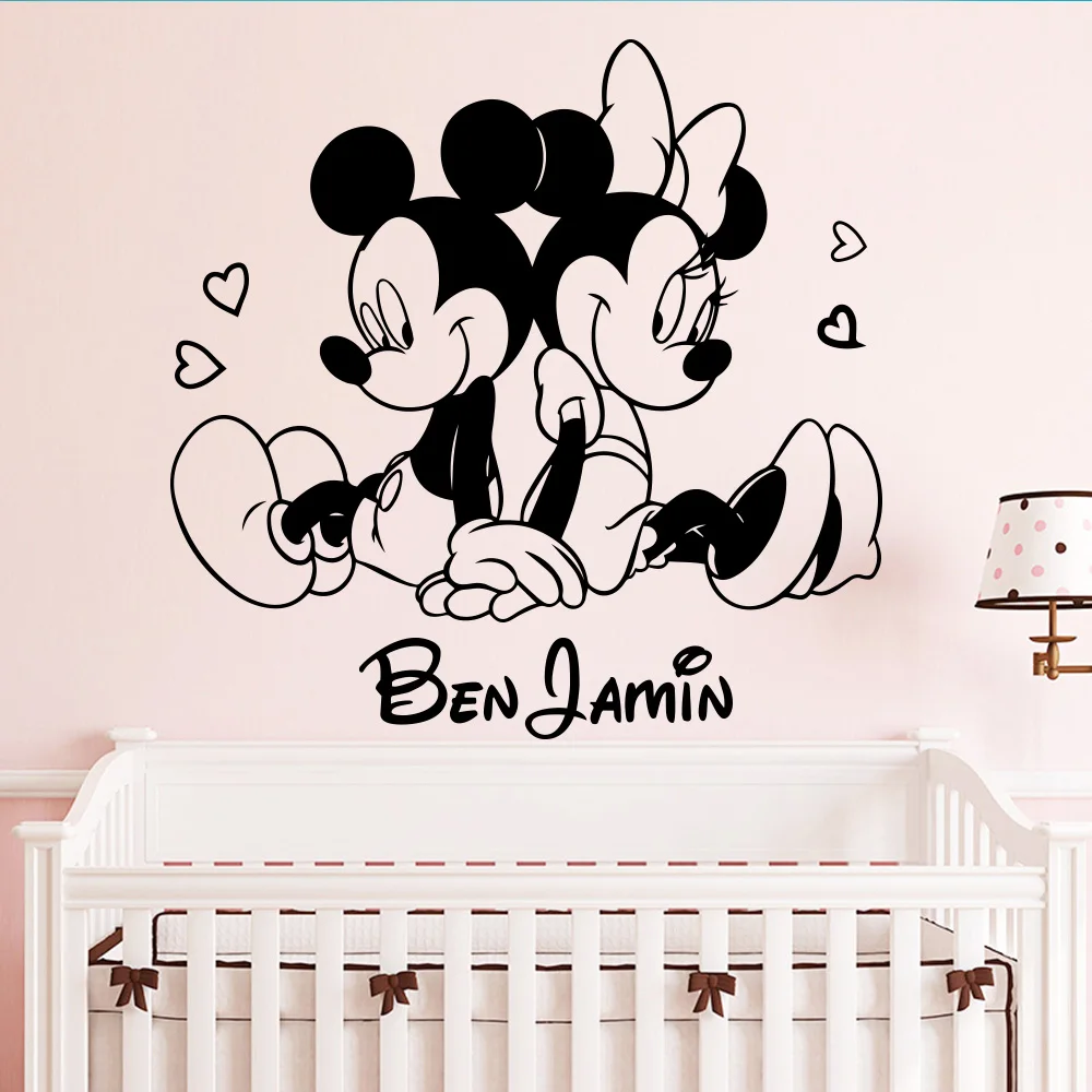 Us 4 78 15 Off Custom Name Of Mickey Mouse For Boys Girls Vinyl Stickers Children S Bedroom Decor Room Decoration Mural Wall Sticker Minnie In Wall