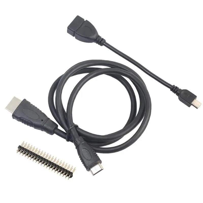 

Mini-HDMI Male to Male Female Cable + Micro USB to USB Cable Wire + Male Header GPIO Pins for Raspberry Pi Zero Kit