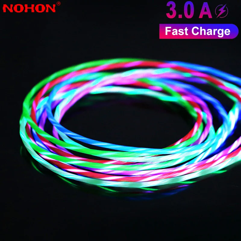 

LED Luminous Micro USB C Type C Cable Charger Data Cord For iPhone 6 7 8 Plus X Max Samsung Huawei USB-C USBC Type-C Fast Charge