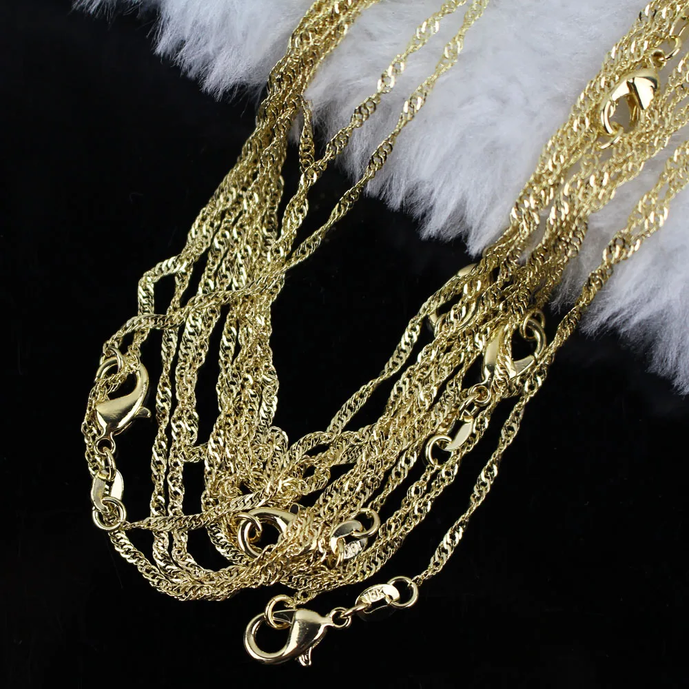 10 шт./лот золотой цвет 2 мм волна воды цепи ожерелье для женщин, модные ювелирные изделия ожерелье цепи для женщин Горячая Распродажа