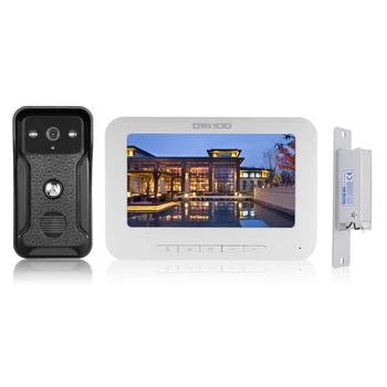 

OWSOO 7 inch Wired Video Doorbell with Door Lock Indoor Monitor with IR-CUT Rainproof Camera Visual Intercom Video Door Phone