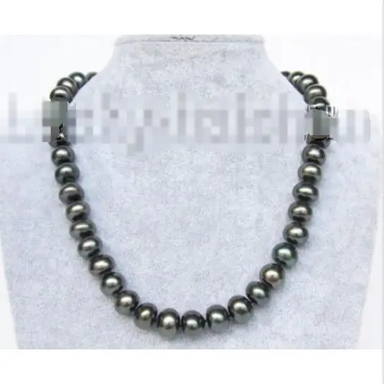 

Hot sale new Style >>>>>luster natural 17" 12mm peacock black FW pearls necklace j9343