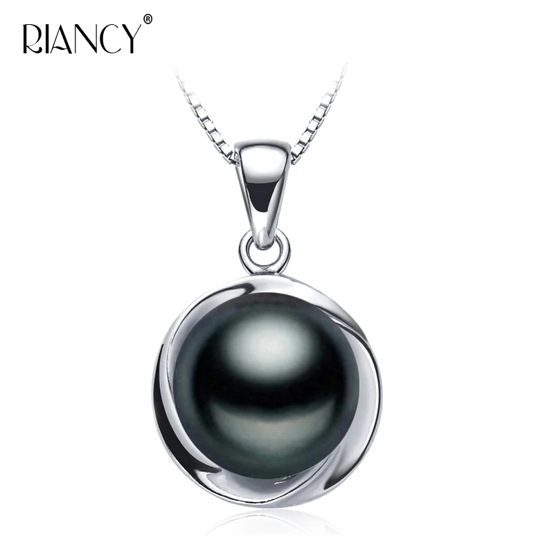 Модное ожерелье с кулоном из натурального черного жемчуга для женщин, Элегантные Подвески из пресноводного жемчуга, ювелирные изделия из серебра 925 пробы