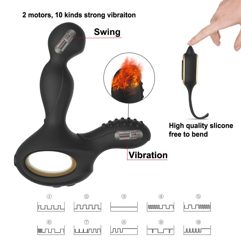 Heating Rotation Anal Plug Vibrator Male Prostate Massager G-Spot Stimulator Wireless Remote Butt P