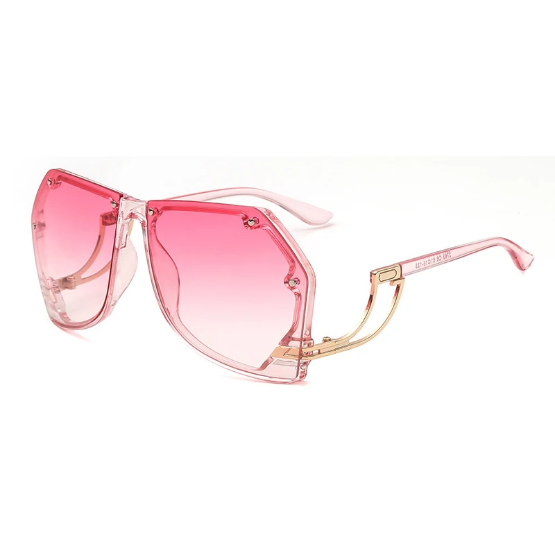 Роскошные винтажные женские солнцезащитные очки без оправы, брендовые дизайнерские негабаритные ретро женские солнцезащитные очки для женщин, женские солнцезащитные очки - Цвет линз: C7pink Gradient