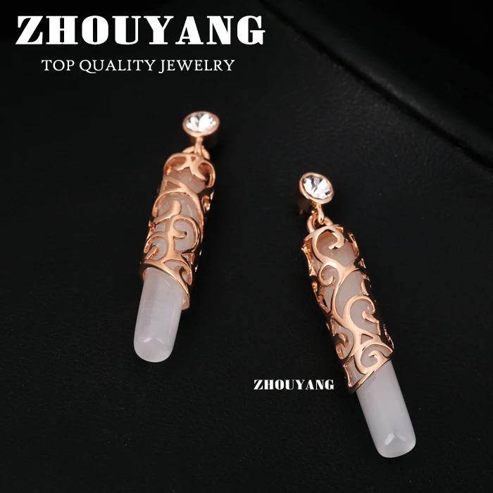 ZHOUYANG Top Quality ZYE695 Noble Fashion Stud Earring Rose Gold Color Jewelry Austrian Crystal Wholesale