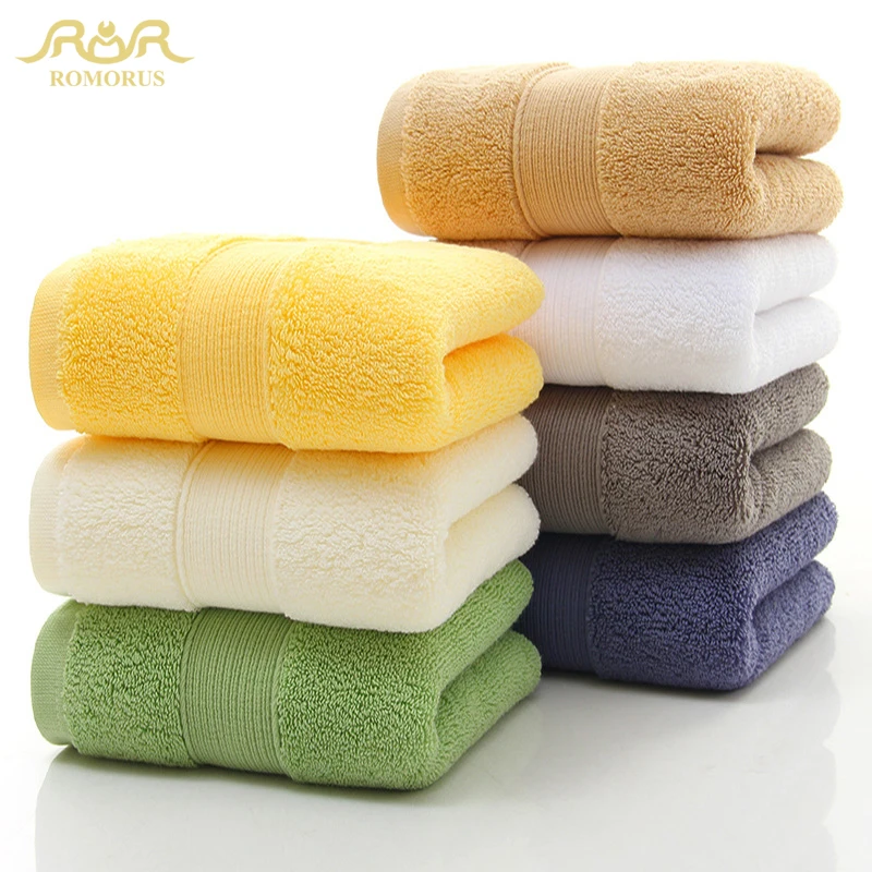 

ROMORUS 100% Egyptian Cotton 35*75CM Face Towel Solid Color Towels for Adults 170g Soft High Absorbent Top Quality Washcloths