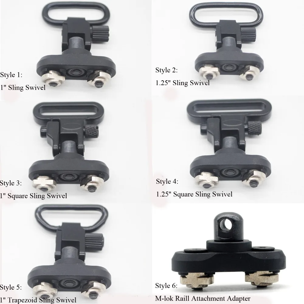 TriRock 1 ''/1,25'' QD Quick Detach Sling Swivel+ M-lok Rail Attachment Set Black Color_6 типов