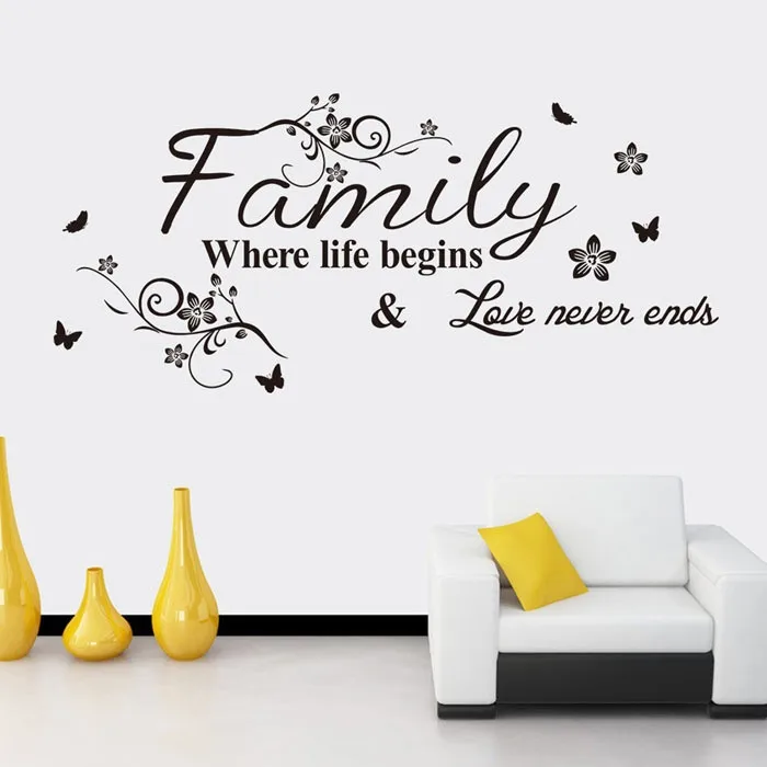 

Love Family Where Life Begins Love Never Ends Removable Wall Stickers Parlor Vinyl Art Bedroom Home Decor Mural Decal wall decor