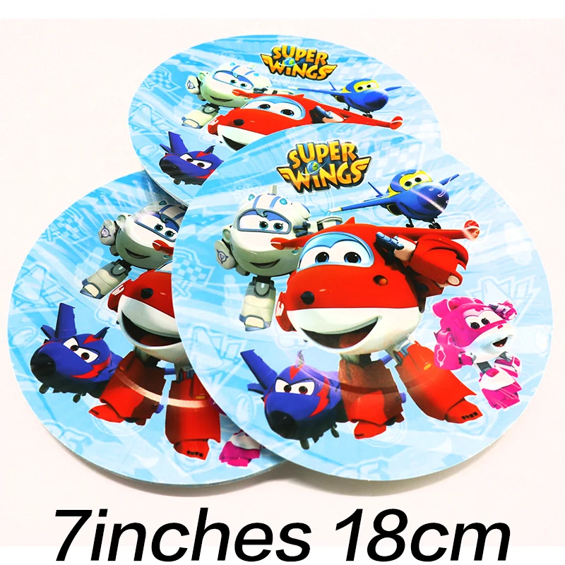 

10pcs/lot 7inches Super Wings theme disposable plates Super Wings theme birthday party decorations Super plane theme plates