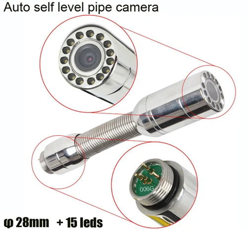 28mm camera head IP68 self level auto balance sewer pipe inspection camera industrial video borescope inspection camera with keyboard counter DVR - Цвет: 28mm camera head