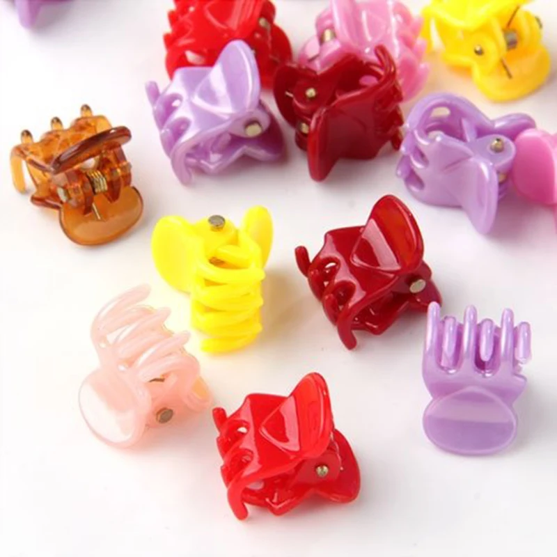 20 Colorful Assorted Mini Small Plastic Hair Clips Claws Clamps For Girls