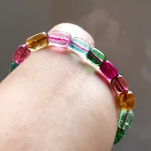 Турмалин больше цветов арбуз баррель бусины около стекла натуральный кристаллический браслет