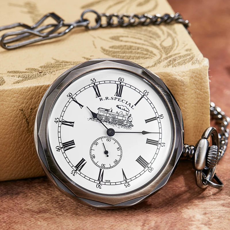 Antique Silver London Pocket & Fob Watches Hand Wind Skeleton Men Women Mechanical Pocket Watch With Pendant Chain Necklace 2023