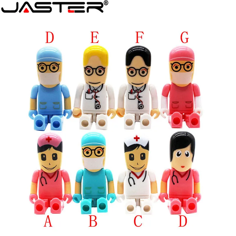 

JASTER USB 2.0 Flash Drive 4GB/8GB/16GB/32GB Cute Doctor Model Plastic Pendrive Memory Card U Disk Flash Memory Doctor Gifts