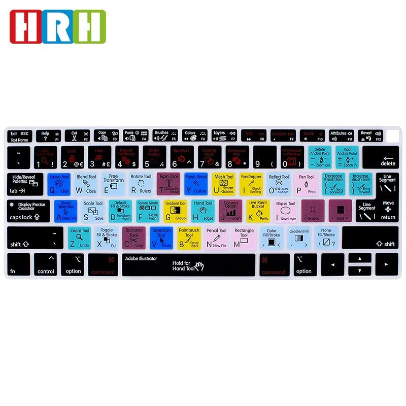 

For Adobe Illustrator Shortcuts Silicone Keyboard Cover Skin for MacBook Newest Air 13" 2018 Release A1932 with Retina Display