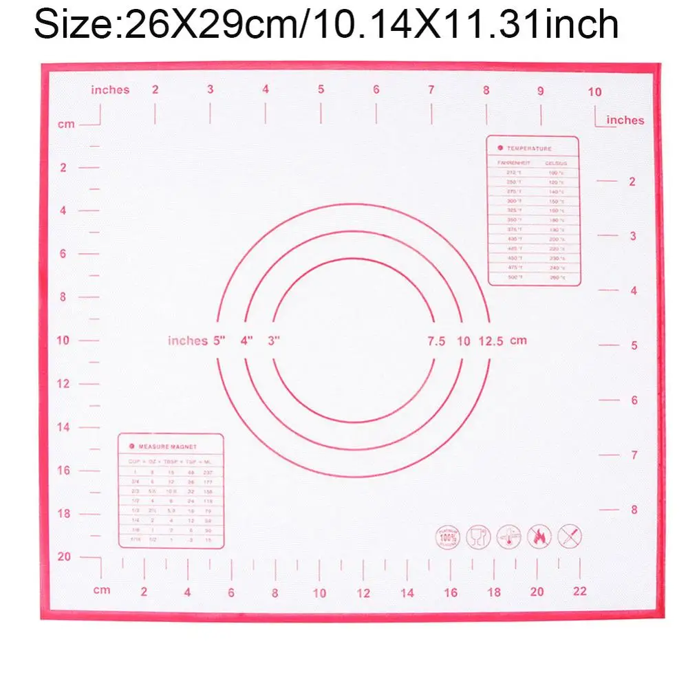 Силиконовый коврик для выпечки со шкалой прокатки теста коврик для замеса теста антипригарный кондитерский лист Инструменты для выпечки - Цвет: 29x26cm