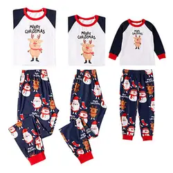 Домашняя одежда для отдыха, красный Рождественский Пижамный костюм, новинка 2019, с принтом оленя, для мамы, папы и детей, Семейные пижамы