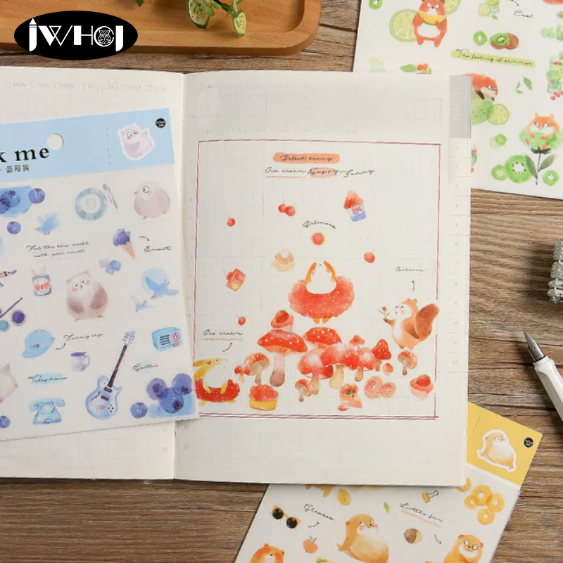 

1 pcs Cute Forest animals fruit sticker decoration paper sticker diy handmade album diary scrapbooking sticker Arts,Crafts