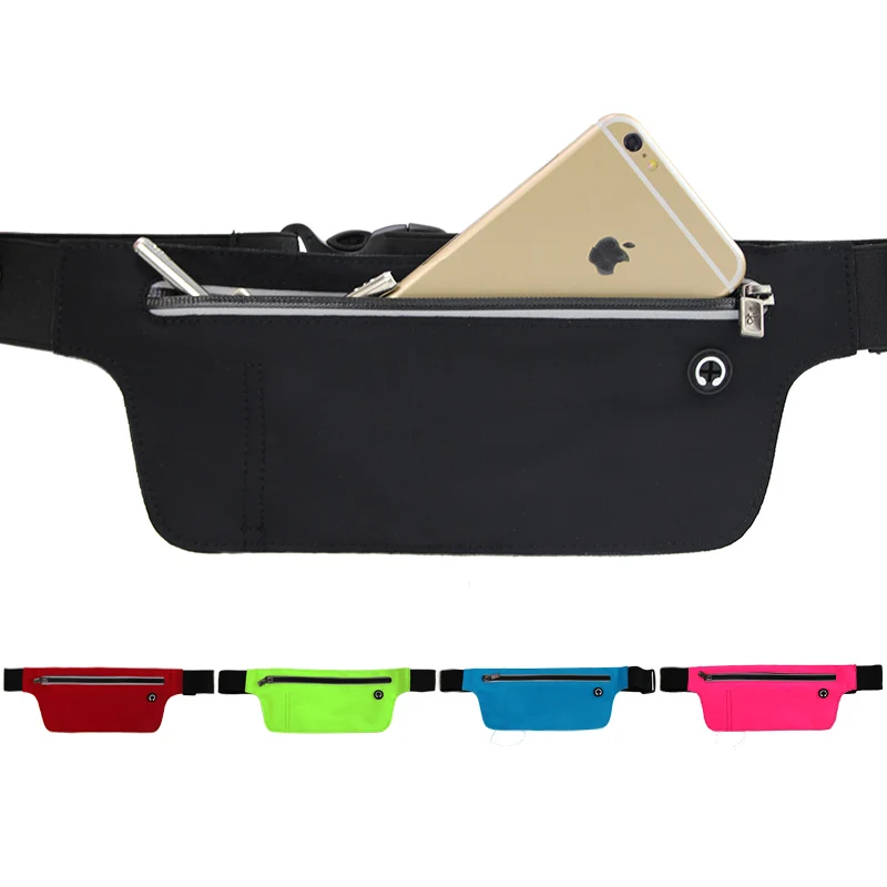 

Pack Black Waterproof Money Belt Bag Men Purse Teenager's Travel Wallet Belt Male run yoga Waist Bags Cigarette Case for Phone