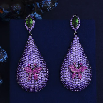 

missvikki 3Color Water Drop Pendant Full Crystal Earring Top Quality Resin For Woman Bohemian Nation Jewelry Wedding Accessories