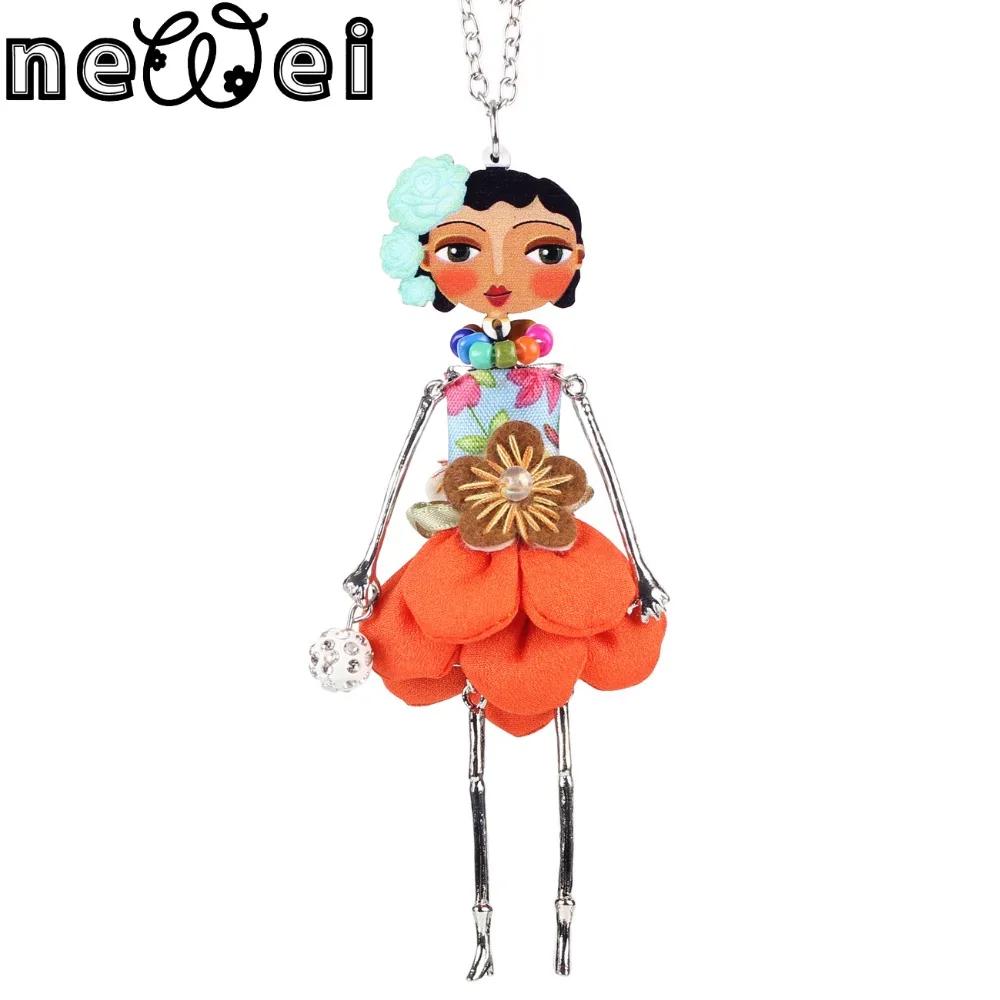 Newei Doll font b Necklace b font Long Chain font b Pendant b font Acrylic Alloy
