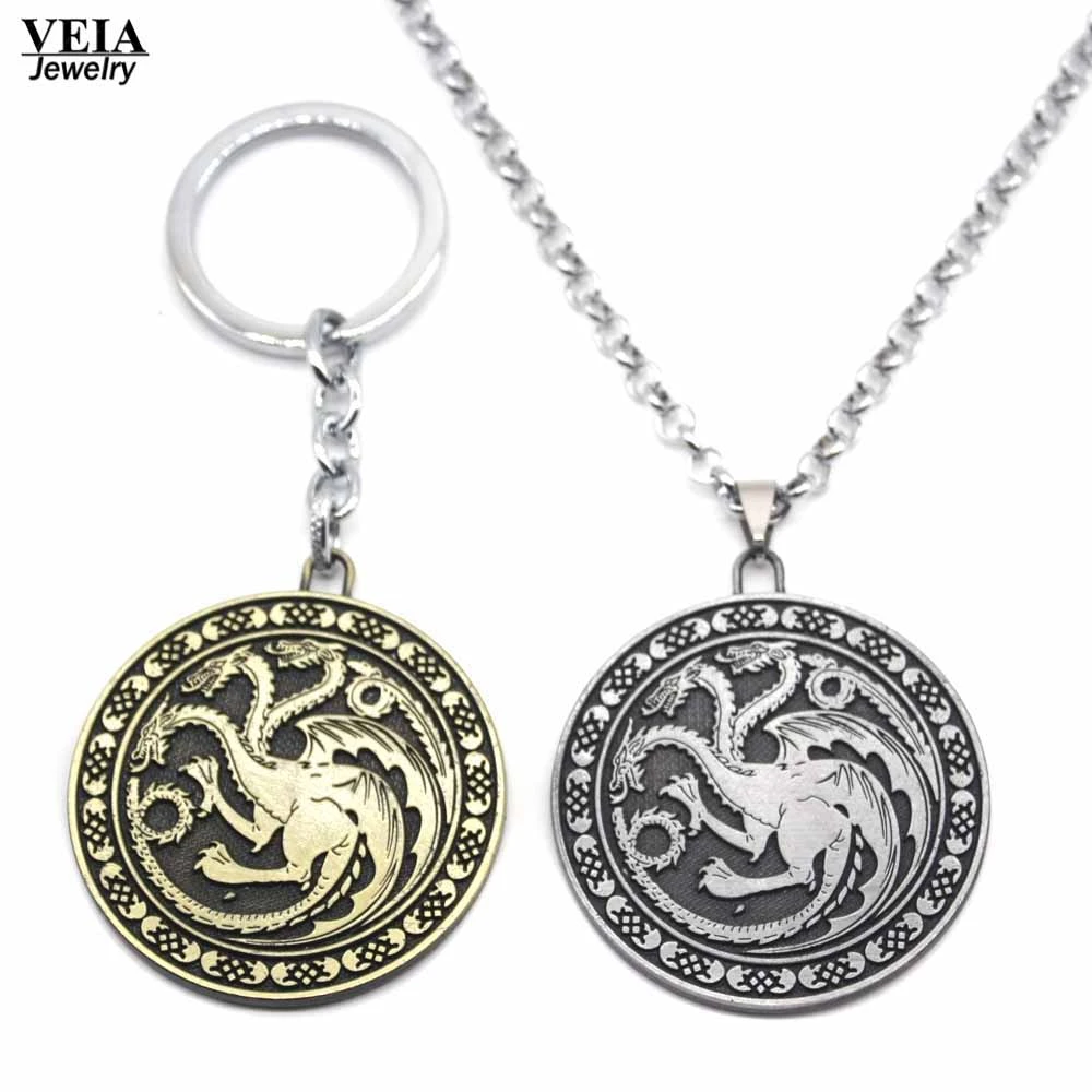 Nuevo tronos collar cresta de la Casterly Rock casa Stark Lannister metal dragón colgante llavero collar hombres joyería|game of thrones necklace|game of thronesgame of - AliExpress
