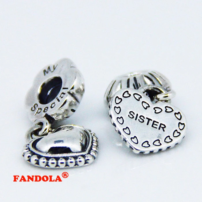 

Fit Pandora Bracelets My Special Sister Dangle Beads Authentic 925 Sterling Silver Charms DIY Jewelry Wholesale FL064