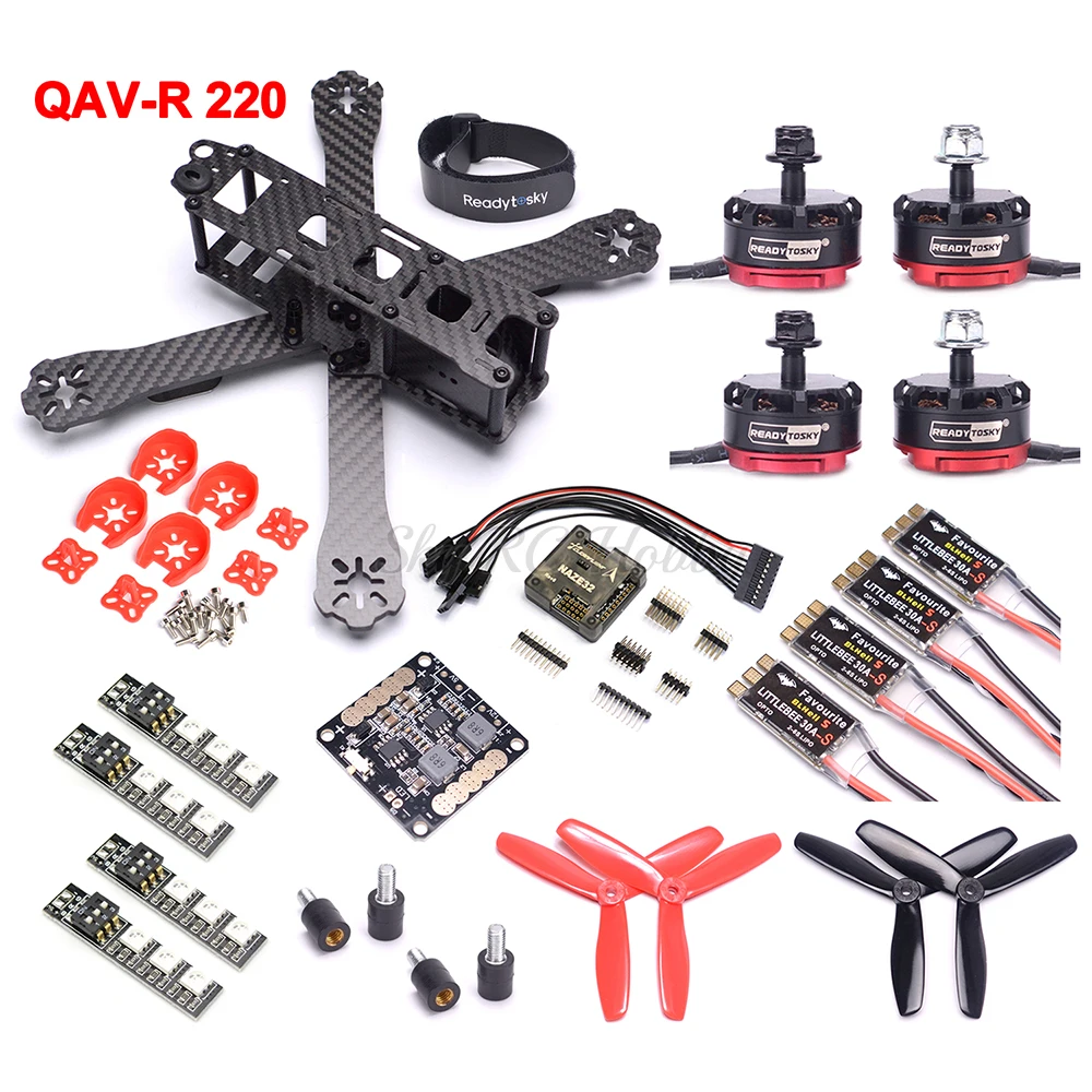 $80.99 QAVR 220mm Carbon Fiber Racing Drone Quadcopter Naze32 F3 Flight Controller RS2205 2300KV Moto