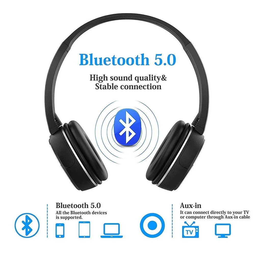 Bluetooth беспроводные наушники 6 цветов спортивная Гарнитура подключение 3,5 мм аудио кабель с микрофоном FM радио TF карта для ПК мобильного телефона