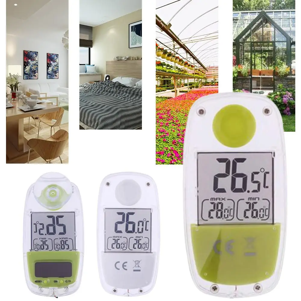 

Indoor LCD Digital Solar Thermometer Power Window Thermometer Temperature Meter Outdoor Indoor Household Thermometers