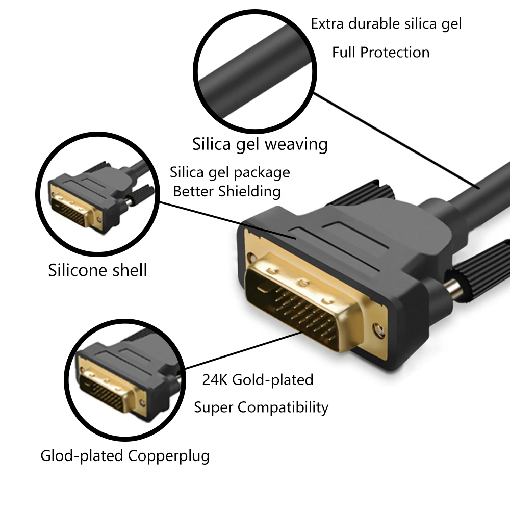 عالية السرعة DVI إلى DVI 24 + 1 مهائي كابلات DVI-D الذهب مطلي كابل DVI مع 3D 1080 P للتلفزيون محمول العارض