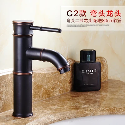

Kitchen Faucets Black Copper Brushed Bamboo Waterfall Bathroom Sink Faucet Single Lever Deck Bath Toilet Mixer Water Tap YD-465