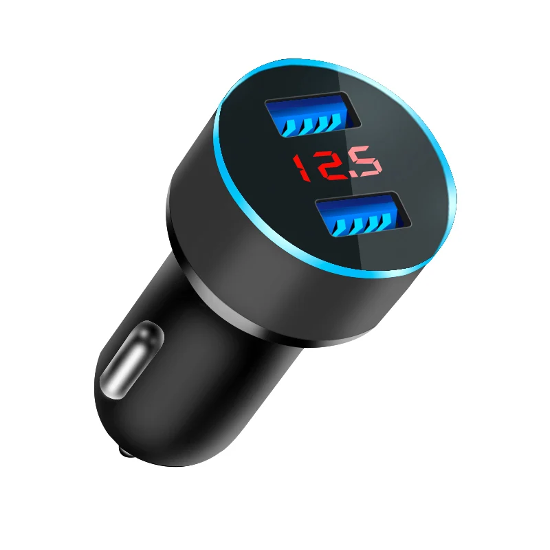 Universal Dual Usb Car Charger 5V 3.1A With LED Display Phone Car-Charger for Xiaomi Samsung S8 iPhone X XS 8 Plus Tablet etc - Тип штекера: Black