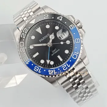 

Parnis 40mm men's luxury mechanical watch sapphire glass blue GMT hands automatic waterproof mens wrist watch gift