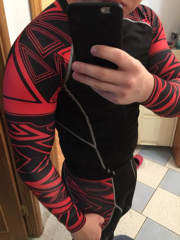Mens Compression Sets Bodybuilding Skin Tight Long Sleeves Jerseys Clothings MMA Crossfit Exercise Workout Fitness Sportswear | Мужская