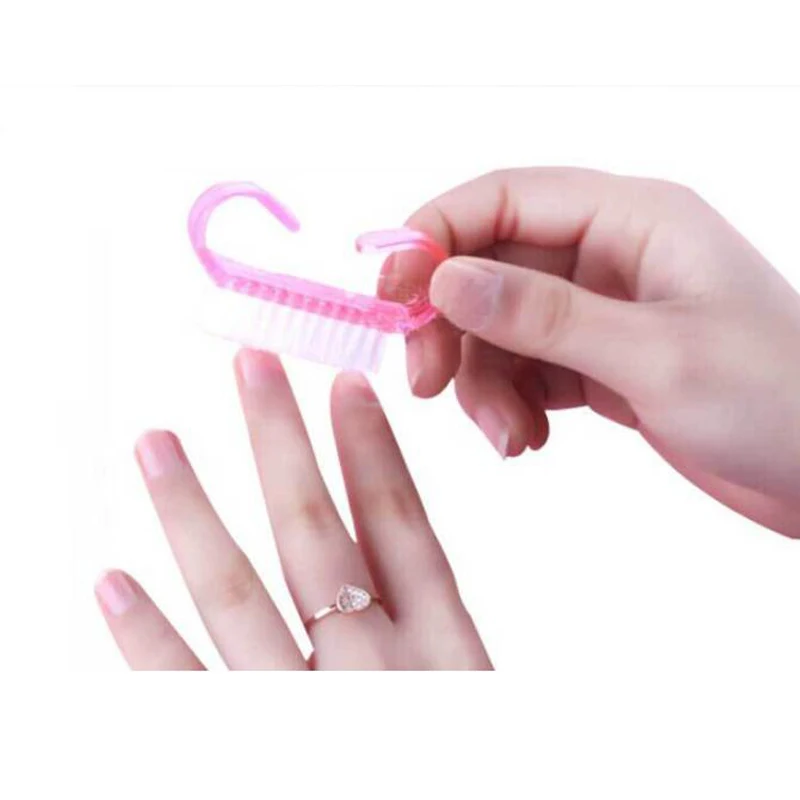 

MESFEES Nail Brush Cleaning Manicure Tools Fingernail Scrubbing Tools Nail Art Plastic Hand Remove Dust Small Angle Clean Brush