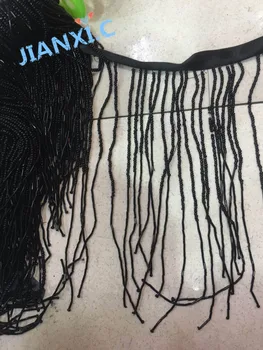 

28cm length David-101929-1 hot sale black beaded Fringe Ribbon Trim Fringe Tassel Lace Trim for party dress