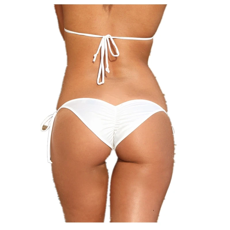 Cheeky Brazilian Bikini Bottom with Ruched Back/ Scrunch butt bikini Micro bottoms Thong-Lined-Ruched- High Quality Swimwear
