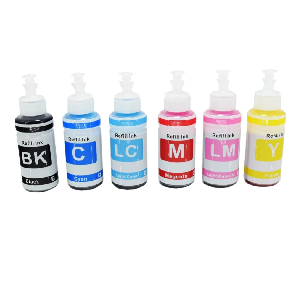 Beste 70 ml 6 STKS Universele Refill Inkt Kit voor Epson L800 L801 L805 L810 L850 L1800 L351 L353 L551 Printer Inktcartridge Ciss 6 Kleuren