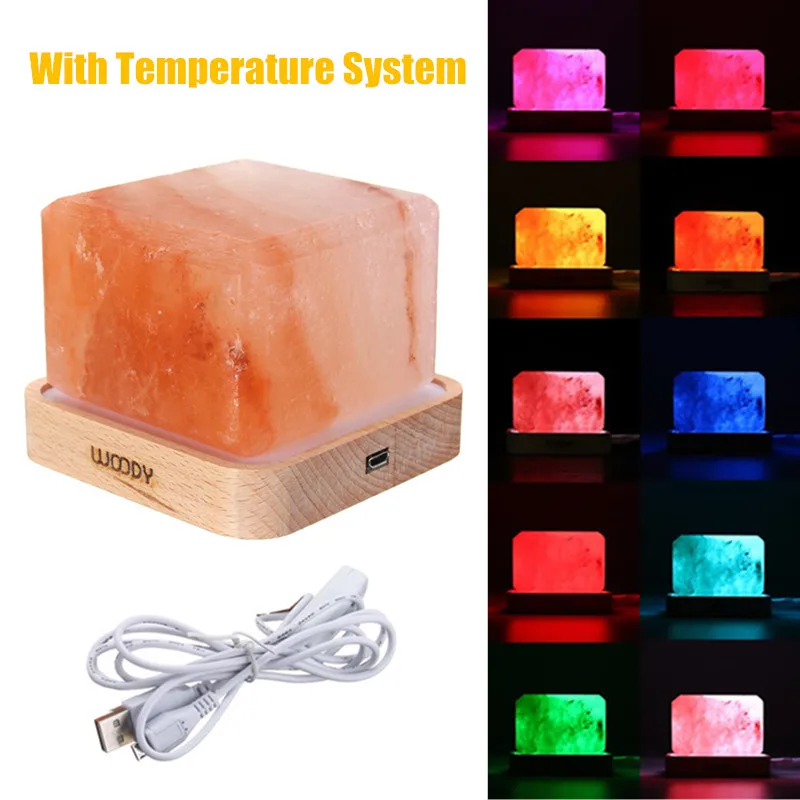 

Crystal Salt Lamp Air Purifier Temperature System Sensor Night Light Table Desk Light Bedside Bar Coffee Shop Home Decor