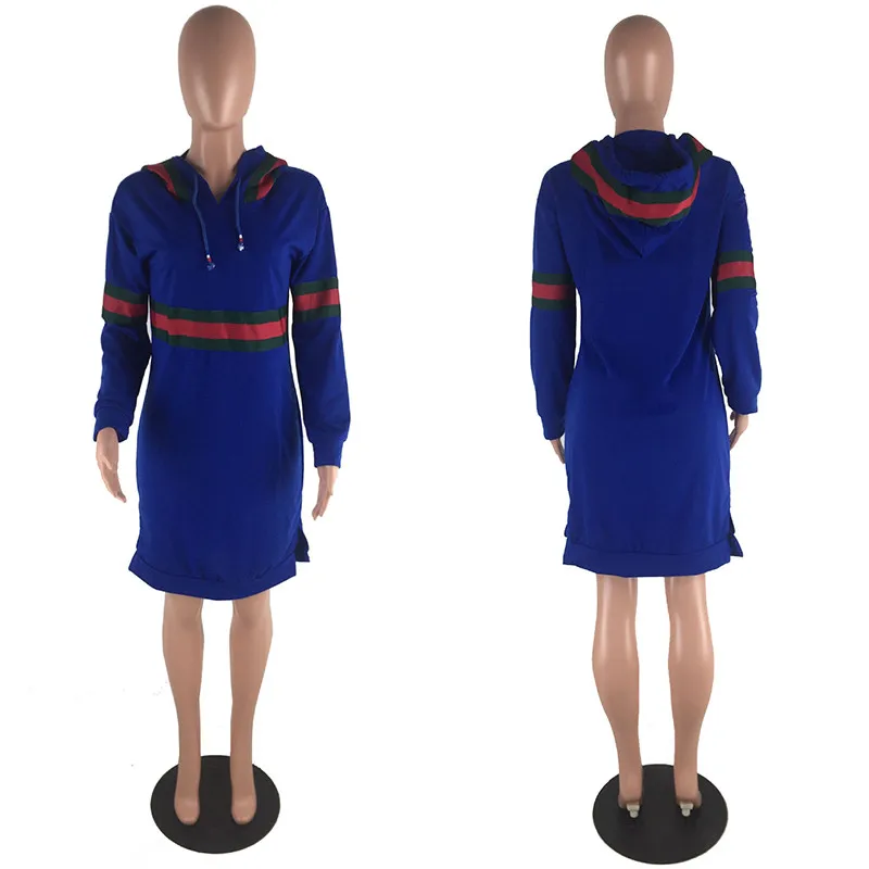 2017 Autumn Winter Casual Sweatshirt Dress Women Long Sleeve Black Striped Mini Hoodies Dresses Female Pullover Christmas Vestidos Hooded28