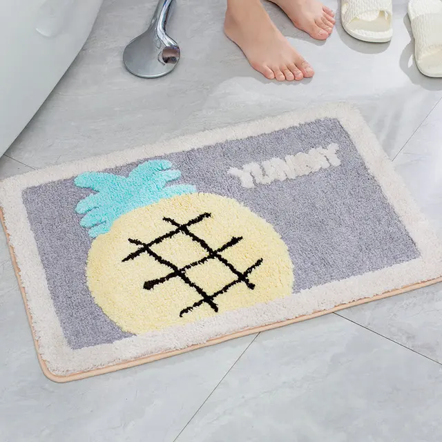 Adorable Dog Dinosaur Plush Mat Soft Anime Dog Strawberry Non-slip Washroom Mat Absorbent pad Long Plush Dolls toys