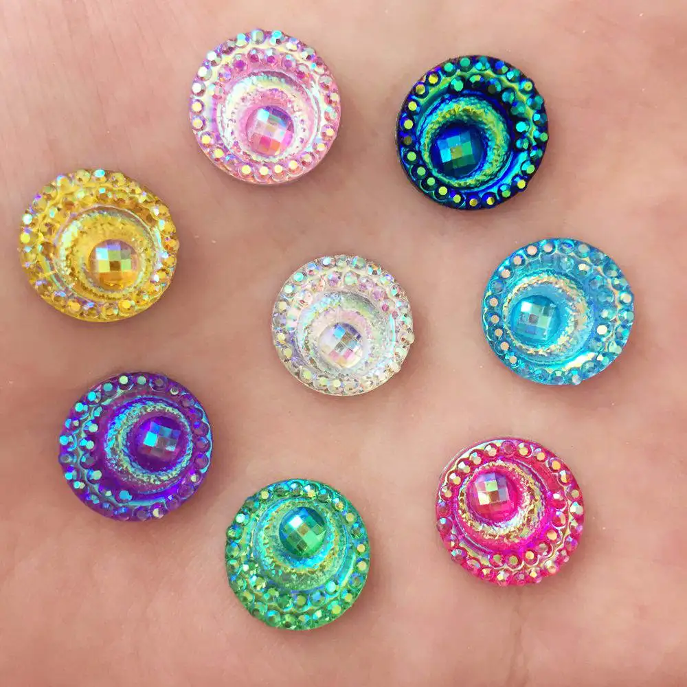 

Hot Diy 400PCS 12mm AB Resin Round Shiny Rhinestone Eye Flatback Wedding Ornament K30*10
